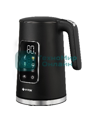 Чайник электрический Vitek VT-1162, 1.7л, 2200Вт, черный, корпус: металл/пластик