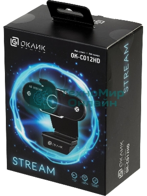 Веб-камера OKLICK OK-C012HD 1280x720, 30 кадр/с, USB Type-A, микрофон, универсальное крепление
