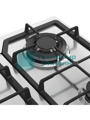 Варочная поверхность Kuppersberg, газ, High-Tech, 60 см, автоматический электроподжиг, газ-контроль, SABAF конфорки, чугунные решетки, WOK конфорка, цвет нержавеющая сталь, цвет фурнитуры черный