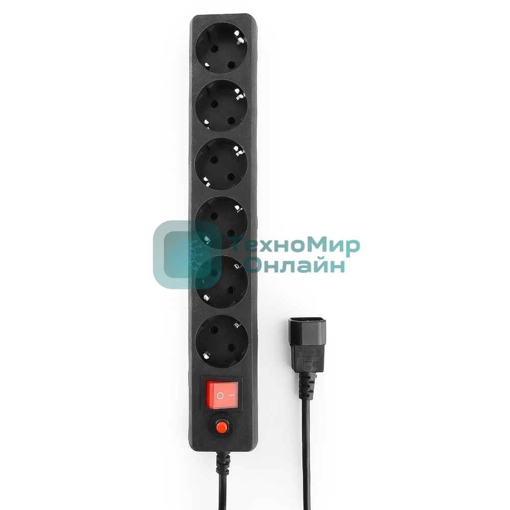 Сетевой фильтр Гарнизон для ИБП, 5 р, 10А, 1.8 м, ур.защиты 4, черный, пакет