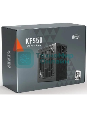 Блок питания PCCOOLER, 550W 80+ белый (ATX, ATX 2.4, Non-modular, 1x24(20+4)pin 550мм, 1xCPU*2 8(4+4)pin 610+150мм, 1xPCIe*2 8(6+2)pin 510+150мм, 2xSATA*3+MOLEX4pin*1 450+150+150+150мм, Active, 120x120мм, 140x150x86мм, APFC, OVP, SCP, OPP (140-160%, 2ms delay))