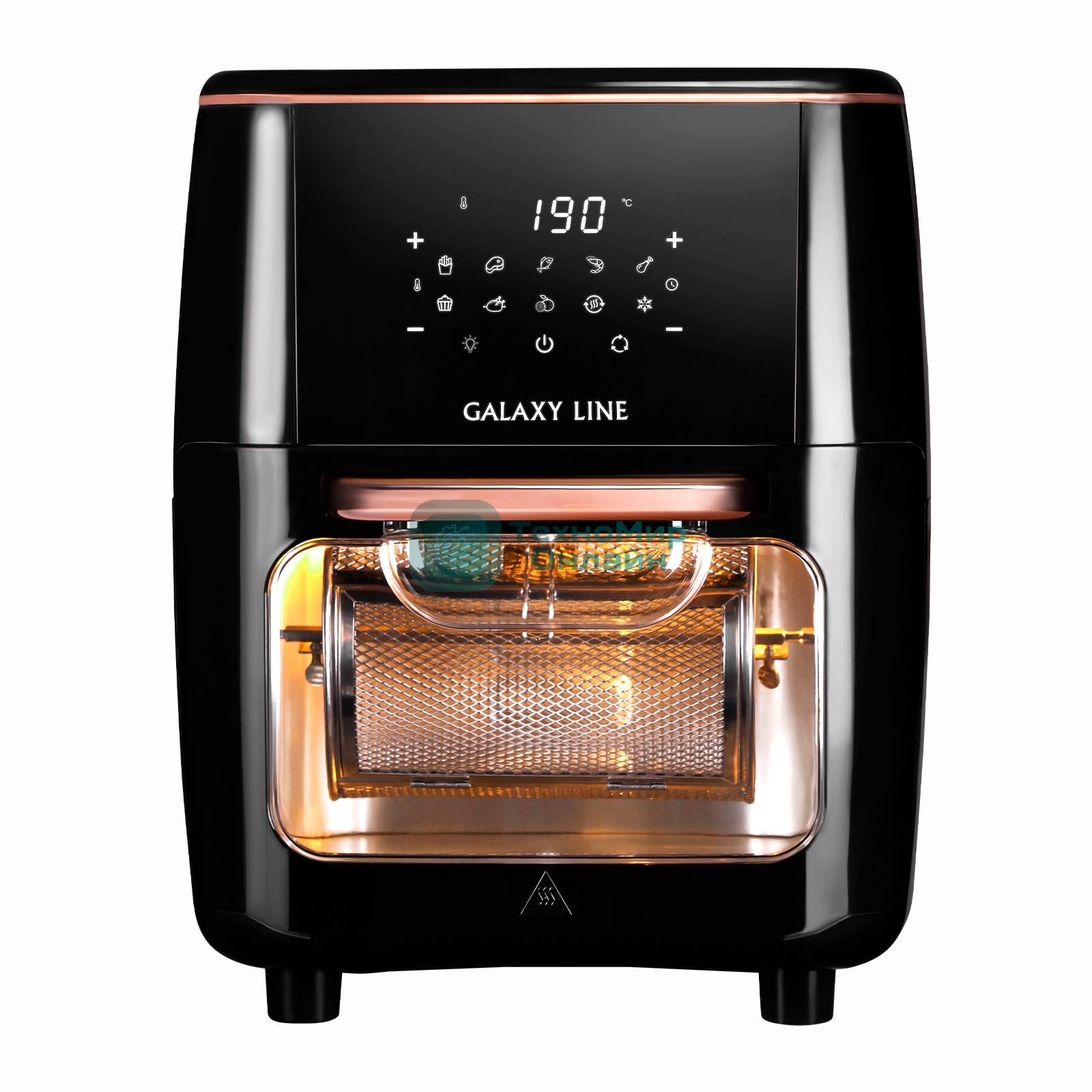 Аэрогриль Galaxy Line GL2523 черный, 2000 Вт, 13 л, сенсор, 10 программ