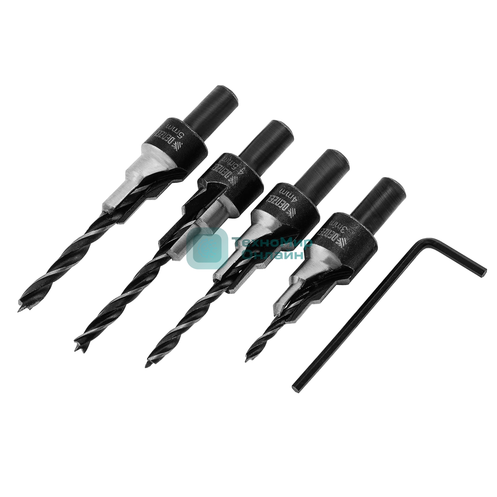 Набор сверл под конфирмат Denzel 3-5 мм, 4 шт