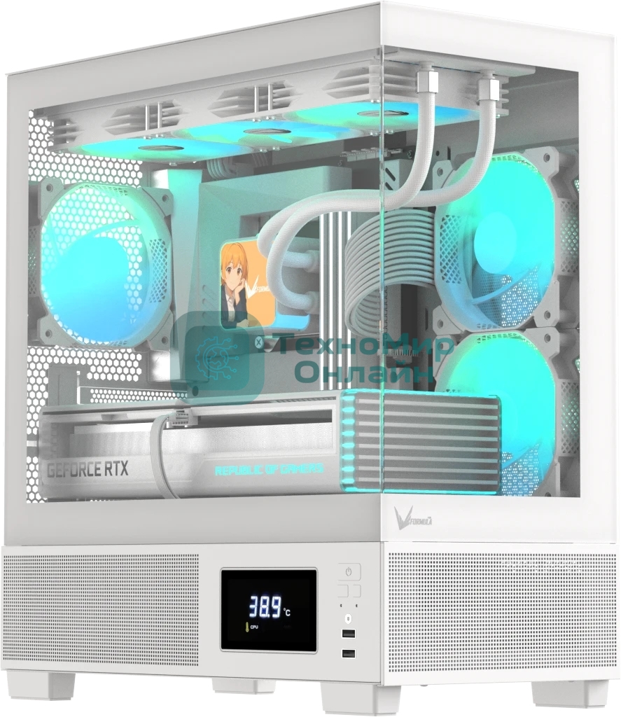 Компьютерный корпус AeroCool/Formula V Line Crystal E1M White, MATX, USB3.0*2, Switch Display Panel