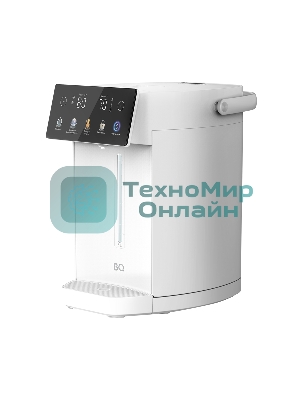 Термопот BQ TP5001 White. Мощность 1600 Вт/Объем 5 л/Сенсорный LED-дисплей/Поддержание температуры/Функция дехлорирования/Регулировка темперы от 40 до 90 'C/Система защиты: от перегрева, от включения без воды, блокировка подачи воды/Внутренняя колба из нержавеющей стали AISI 304/Съемная крышка/Ручка для переноски/Электрическая помпа/Длина шнура 0.85 м