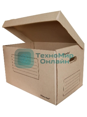 Короб архивный откидная крышка Silwerhof ОК-18 микрогофрокартон 480x325x295мм коричневый