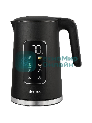 Чайник электрический Vitek VT-1162, 1.7л, 2200Вт, черный, корпус: металл/пластик