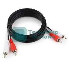 Кабель аудио Cablexpert CCA-2R2R-3M-N, 2xRCA/2xRCA, 3м, черный, пакет