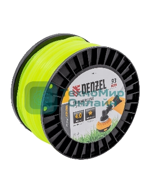 Леска для триммера Denzel звезда, 4,0мм х 93м, на DIN катушке FLEX CORD