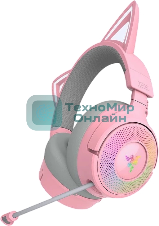 Гарнитура Razer Kraken Kitty V3 Pro Quartz розовый, беспроводная, bluetooth, до 70 ч, подсветка