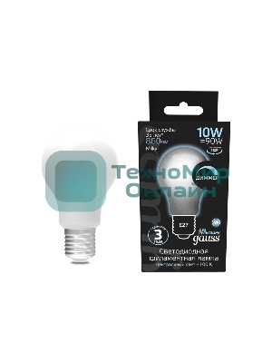 Лампа светодиодная Gauss Filament A60 E27 10Вт 4100К OPAL диммир