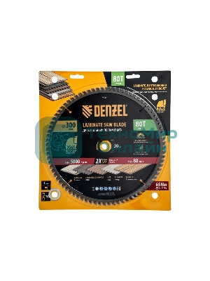 Пильный диск по ламинату Denzel ф300 х 30 мм, 80 зубьев