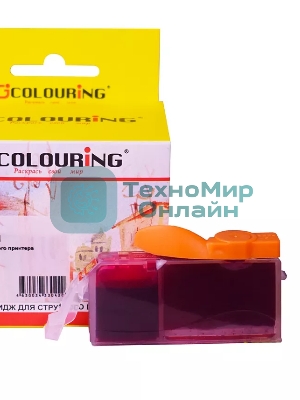 Картридж струйный Colouring CG-CLI-521M пурпурный с чипом водный (9 мл) для Canon IP3600/IP4600/MP540/MP550/MP620/MP630/MP980