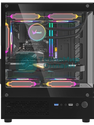 Компьютерный корпус AeroCool/Formula Crystal Z1CM черный без БП mATX 5x120мм 1xUSB3.0 audio bott PSU