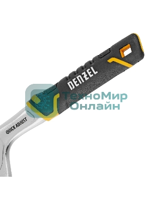 Ключ разводной Denzel 200 мм (раскрытие до 33 мм), CrV, с быстрым сбросом, кованый, TPR рукоятка