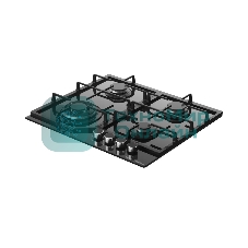 Варочная поверхность Kuppersberg, газ, High-Tech, 60 см, автоматический электроподжиг, газ-контроль, SABAF конфорки, чугунные решетки, WOK конфорка, цвет черное стекло, цвет фурнитуры черный