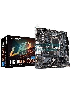 Материнская плата Gigabyte H610M H DDR4 Soc-1700 Intel H610 2xDDR4 mATX AC`97 8ch(7.1) GbLAN+VGA+HDMI