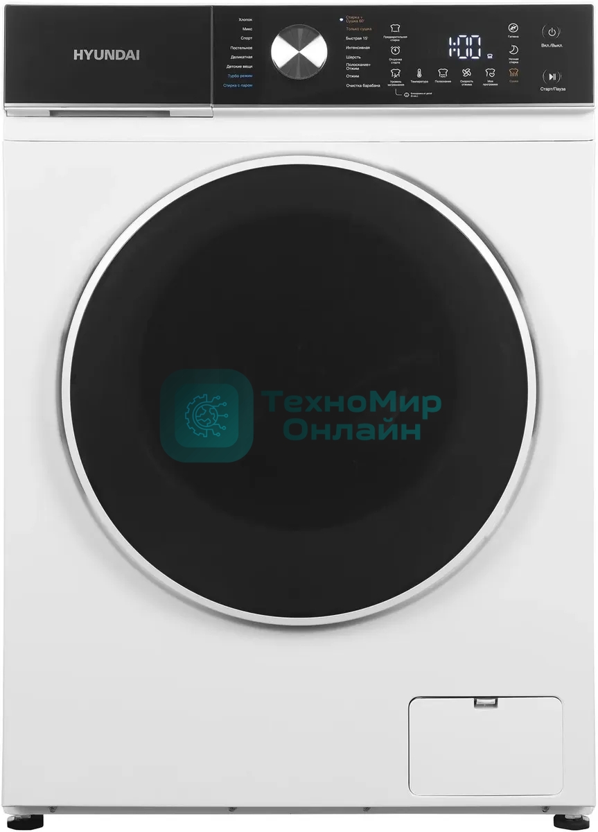 Стиральная машина Hyundai WFD8216 белый, загрузка фронтальная 8/5 кг (с сушкой), 1200 об/мин, класс: A+++