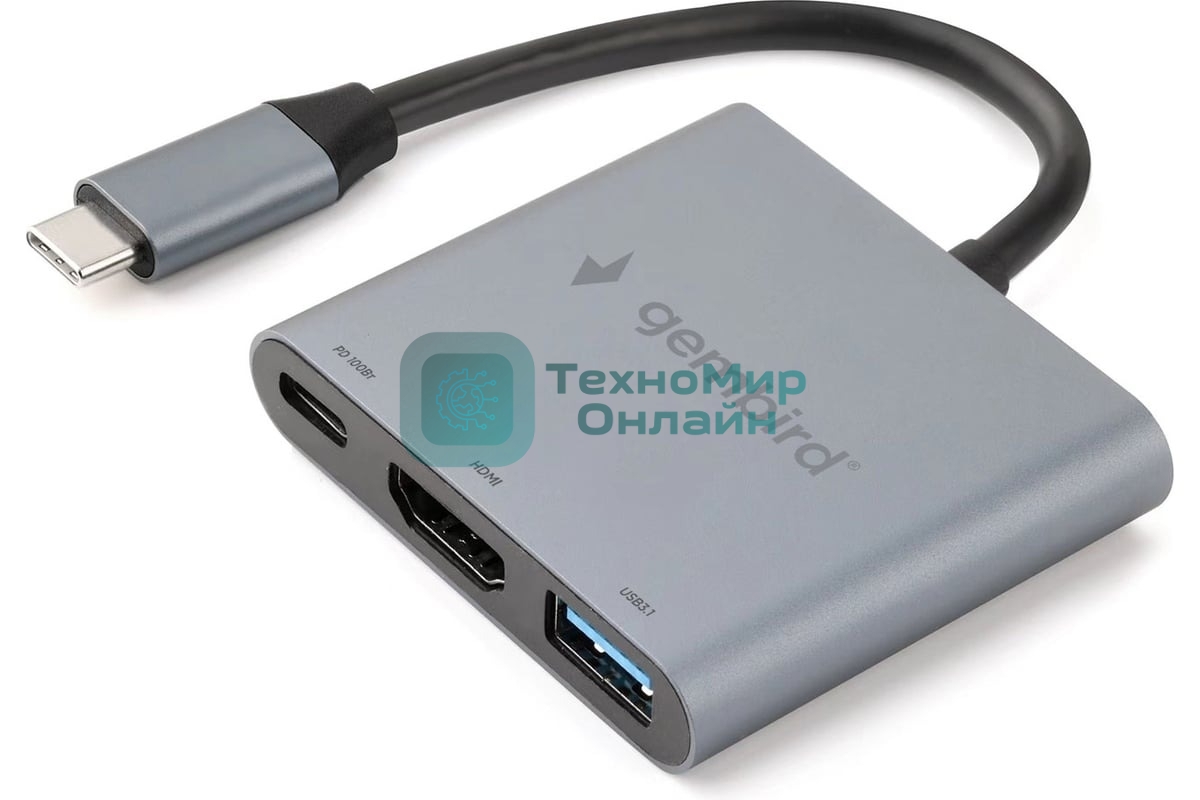 Док-станция Gembird UHB-D2, USB Type-C, USB Type-C PD100W, HDMI, USB Type-C