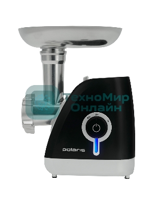Мясорубка электрическая Polaris PMG 2027L черный, 2000 Вт, 2.0 кг/мин, реверс, защита от перегрузки, металлический лоток, насадки - 5