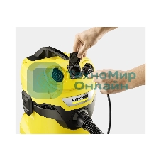 Строительный пылесос Karcher WD 4 P V-20/5/22 желтый, 1000 Вт, уборка сухая/сбор воды/выдув, пылесборник мешок/контейнер, 20 л