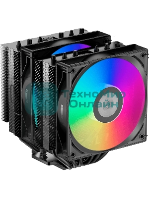 Кулер для процессора/CPU Cooler PCCooler RT620 ARGB BK (250W, 4-pin PWM, 157мм, Al/Cu, 6x6мм, 2x120мм, 73.32CFM, 34.9dBA, 2200RPM, S: 1851/1700/1200/115X, AM5/AM4, черный)