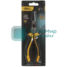 Удлиненные плоскогубцы Deli DL0101 160 мм, двухкомпонентная прорезиненная рукоять