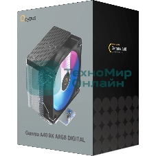 Кулер для процессора Ocypus Gamma A40 BK ARGB Digital, 100мм ARGB FAN, Top Display Panel, 4 HEAT PIPES, 4-PIN PWM, 600-2400 RPM, 29.5DBA, HYDRO BEARING, LGA115X/1200/1700/18XX, AM4/AM5