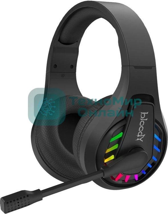 Гарнитура Bloody GR230 чёрный, беспроводная + проводная, радиоканал, до 40 ч, подсветка