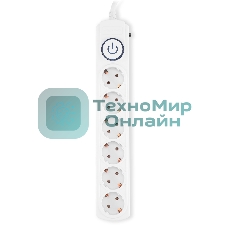 Сетевой фильтр Ippon BK-6-EU-3-16-W 3 м, 6 розеток, белый, коробка