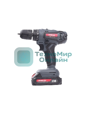 Дрель-шуруповерт Победа ДА-20/1 Ли, 20 В, 2,2 Ач, 38 Нм, щеточный