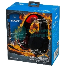 Гарнитура Sven AP-G988MV чёрный-красный, проводная, 3.5 мм