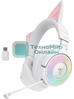 Гарнитура Razer Kraken Kitty V3 Pro белый, беспроводная, bluetooth, до 70 ч, подсветка