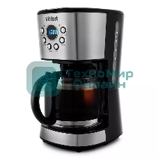 Кофеварка капельная Kitfort КТ-728 черный/серебристый, исп. кофе - молотый, 1.5 л, 900 Вт