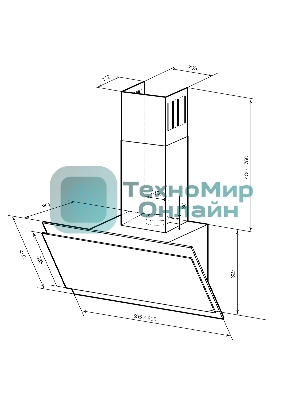 Вытяжка каминная LEX Furia 900 белая, 89.5 см, 1050 куб. м/ч, 50 дБ