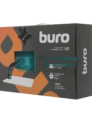 Кронштейн для мониторов ЖК Buro M1 черный 15