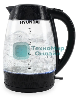 Чайник электрический Hyundai HYK-G4505 2 л, 2200 Вт, черный (корпус: стекло)