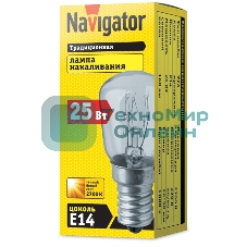 Лампа накаливания Navigator NI-T26-25-230-E14-CL