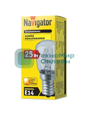 Лампа накаливания Navigator NI-T26-25-230-E14-CL