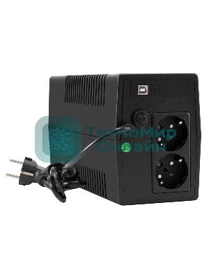 Источник бесперебойного питания ExeGate Smart LB-850.LCD.AVR.2SH.USB (850VA/510W, LCD, AVR, 2*Schuko, USB, батарея 12V 9Ah, черный)