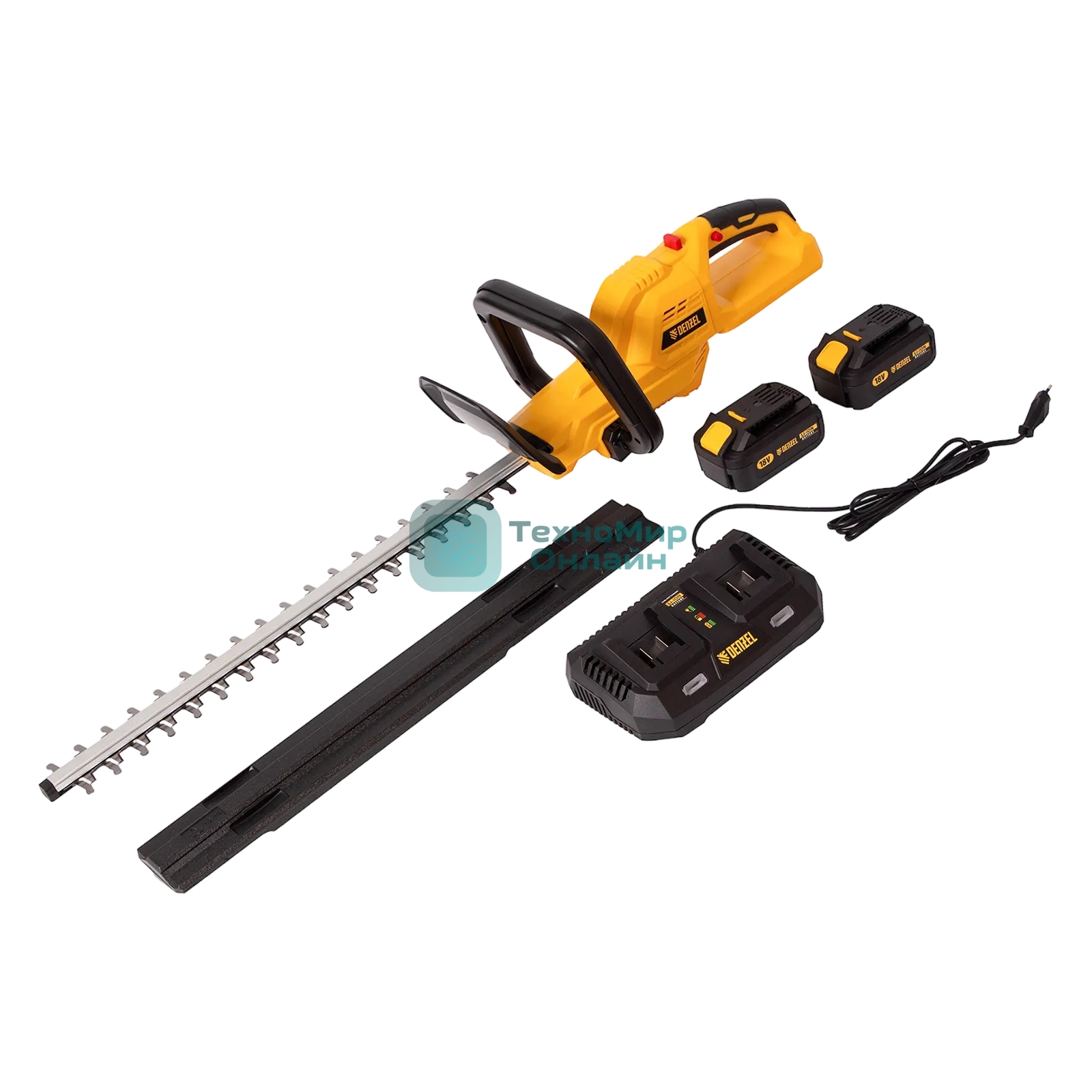 Кусторез аккумуляторный Denzel RBC510-36 Li-ion, 36 В, 4 А·ч, нож 510 мм, поворотная ручка