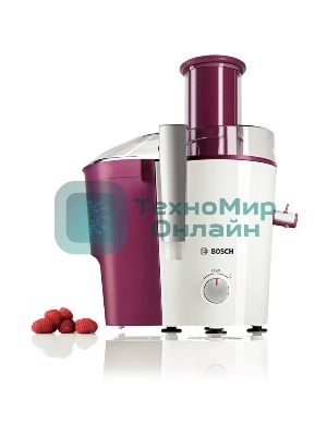Соковыжималка Bosch MES25C0 белый/бордовый, центробежная, 700 Вт, 1250 мл, механическое