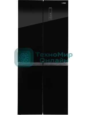 Холодильник Nordfrost RFQ 450 NFGb черное стекло многокамерный 270/135л морозилка сбоку, No Frost, Side by Side