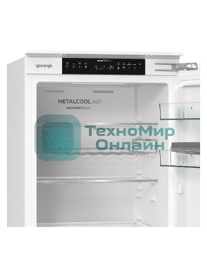 Встраиваемый холодильник Gorenje NRKI517E82WF, полезный объем 244 л, электронное управление, цифровой дисплей, автоматическое размораживание No Frost, быстрое замораживание, интенсивное охлаждение, зона свежести с контролем влажности, инверторный компрессор, энергоэффективность А+