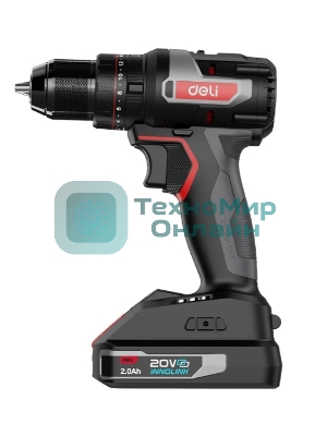 Дрель-шуруповерт Deli DE-CZ20-1D2, 20 В, 2 Ач, 70 Нм, бесщеточный, ударный
