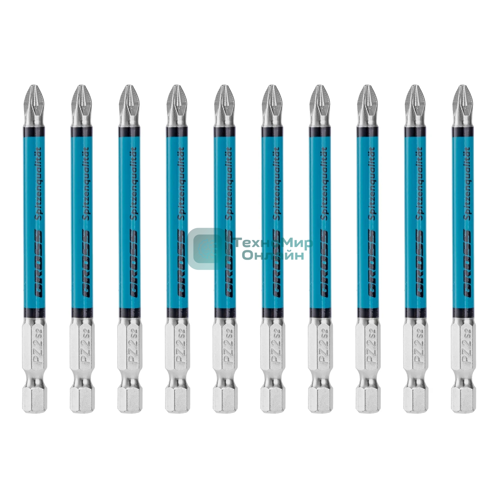 Бита Gross PZ2х90 мм, сталь S2, кругл., 10 шт.