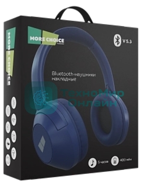 Беспроводные наушники MORE CHOICE HW11 синий, накладные, Bluetooth, до 6 ч