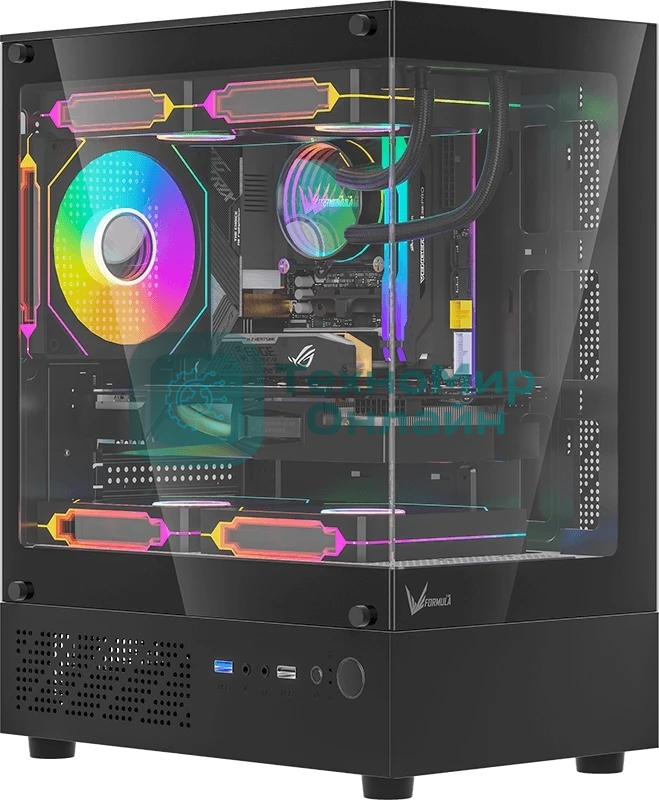 Компьютерный корпус AeroCool/Formula Crystal Z1CM черный без БП mATX 5x120мм 1xUSB3.0 audio bott PSU