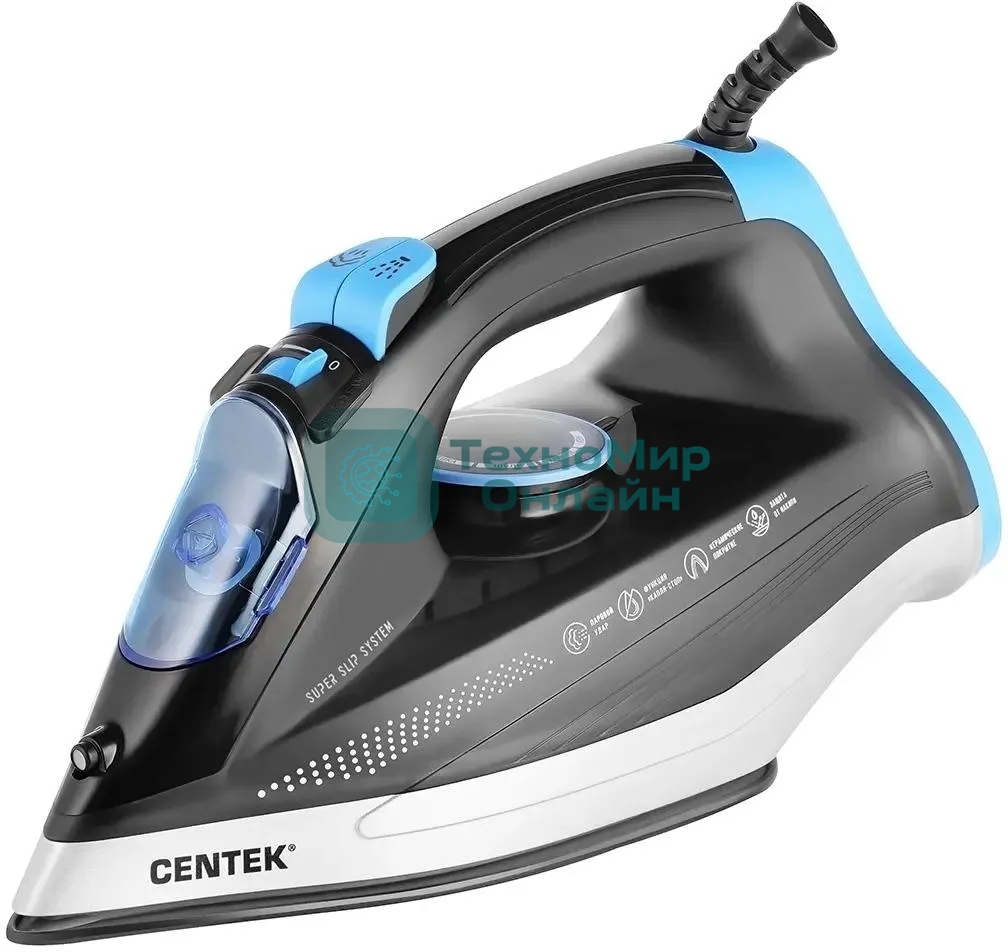 Утюг Centek CT-2315 черный, 2700 Вт, 35 г/мин, 135 г/мин, 320 мл