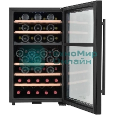 Винный шкаф ZÜGEL ZCWF521DB черный, 127 л, 2 отсека, 52 бут., класс A+ Винный шкаф ZÜGEL ZCWF521DB черный, 127 л, 2 отсека, 52 бут., класс A+